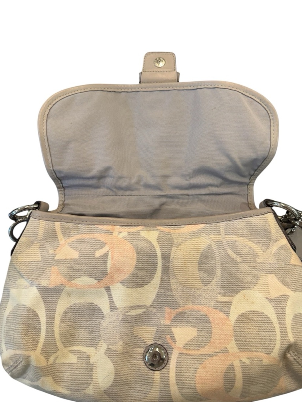 Coach Vintage RARE Y2K Soho Optic Grey & Pink Shoulder Flap Bag F19238 - Picture 10 of 10